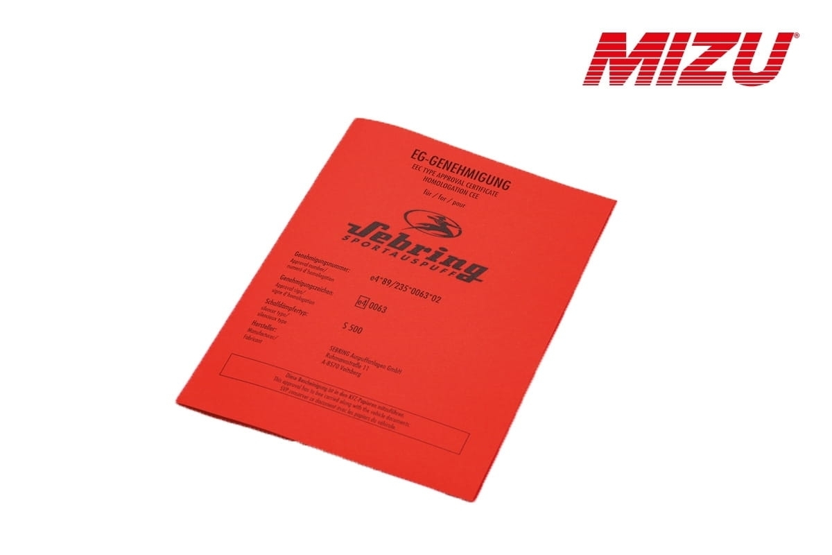 Abeページ ABE für Sebring Schalldämpfer for motorcycle buy online | MIZU